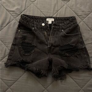 Forever 21 Black Distressed Jean Shorts